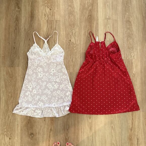 Women’s Sleep Chemise Gown Size XS/S Red Purple Floral Silky - Picture 5 of 11